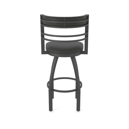 Swivel Bar Stool with Pewter Finish and Canter Iron Seat and Back