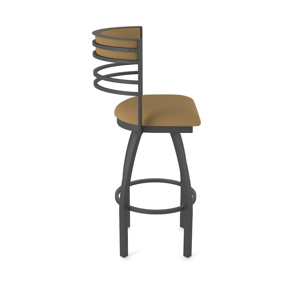 Swivel Bar Stool with Pewter Finish and Canter Saddle Seat and Back