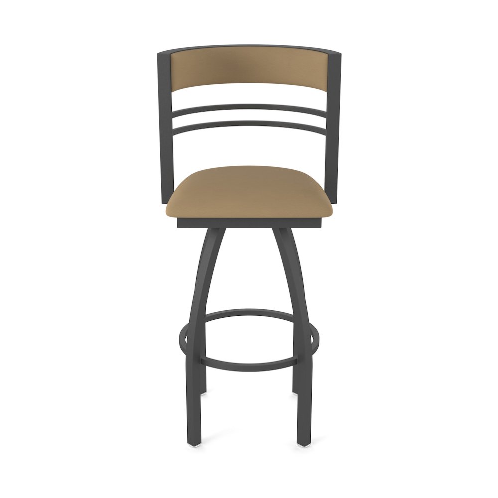 Swivel Bar Stool with Pewter Finish and Canter Sand Seat and Back