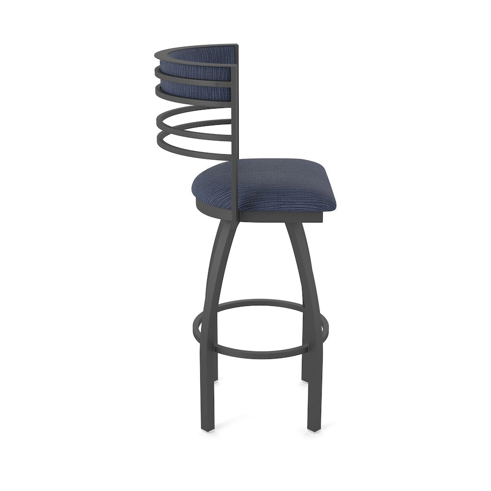 Swivel Bar Stool with Pewter Finish and Graph Anchor Seat and Back
