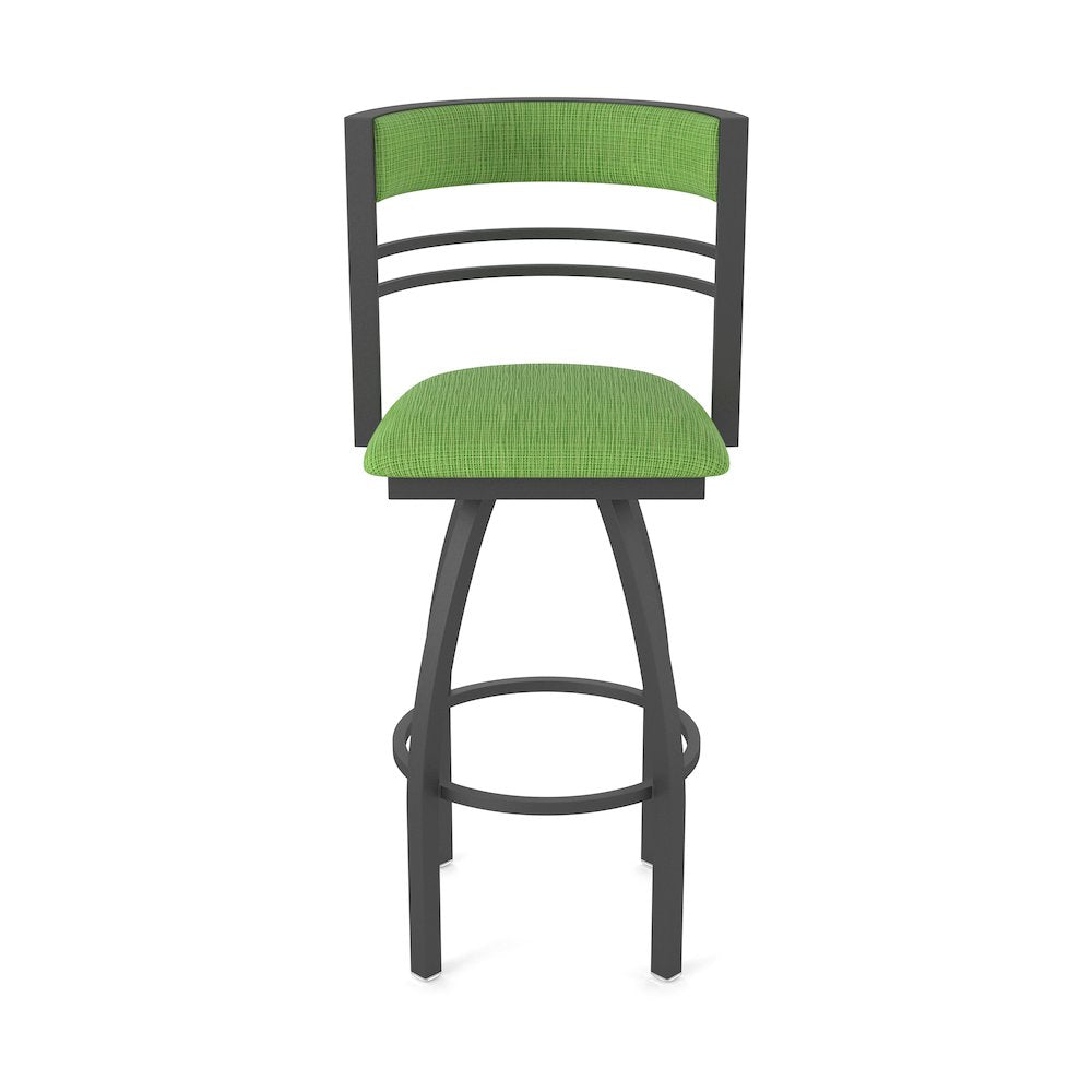 Swivel Bar Stool with Pewter Finish and Graph Parrot Seat and Back