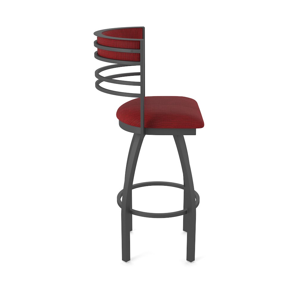 Swivel Bar Stool with Pewter Finish and Graph Ruby Seat and Back