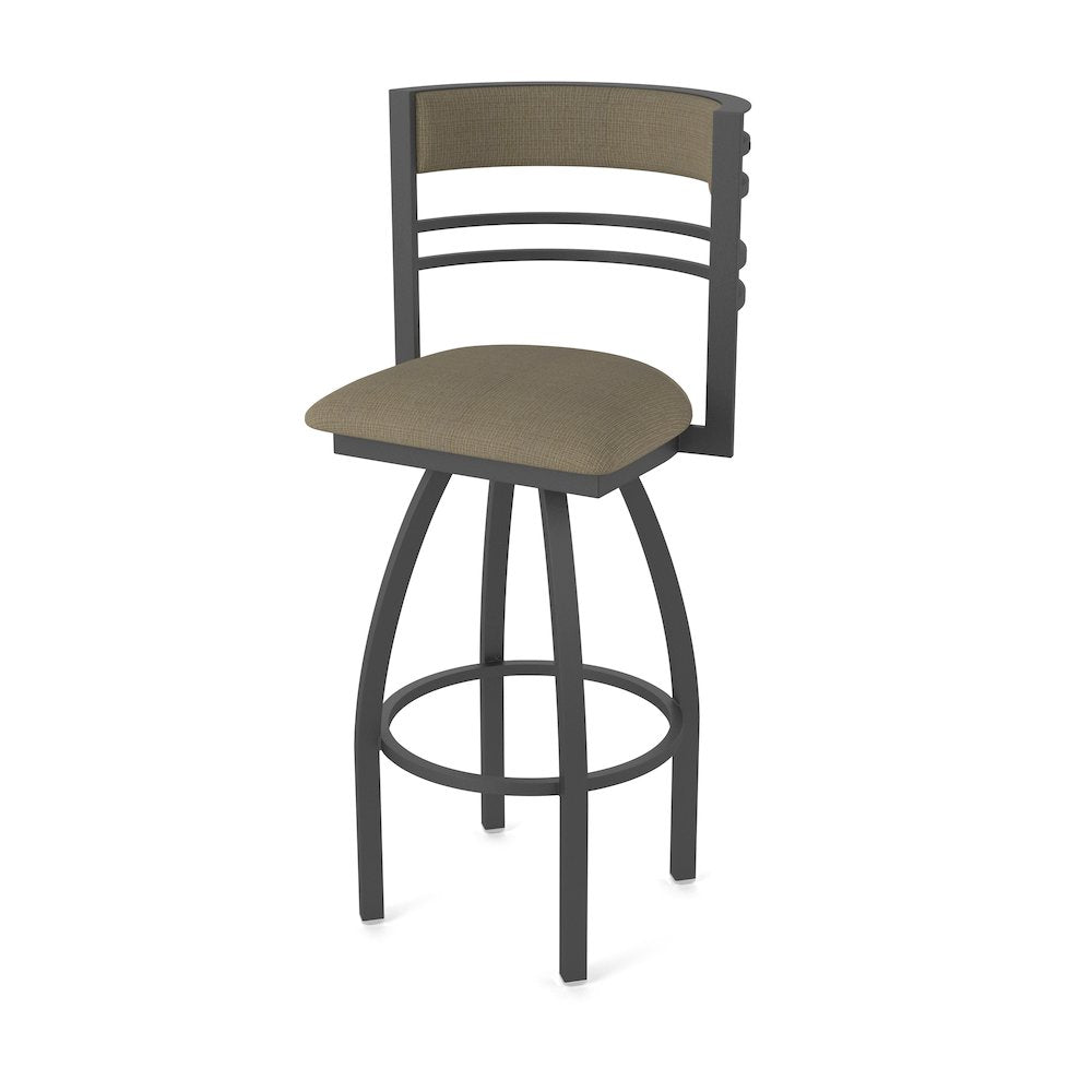 Swivel Bar Stool with Pewter Finish and Graph Cork Seat and Back
