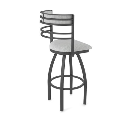 Swivel Bar Stool with Pewter Finish and Graph Alpine Seat and Back