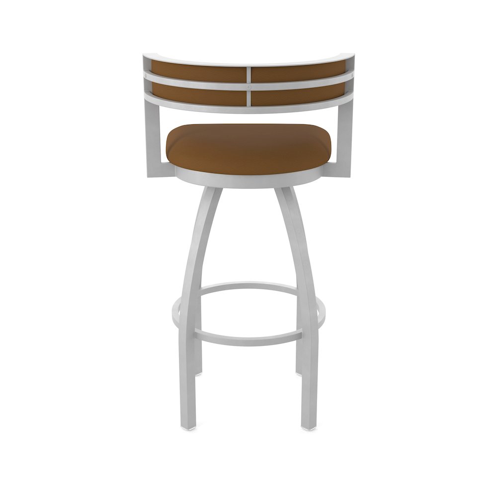 Swivel Bar Stool with Anodized Nickel Finish and Canter Thatch Seat and Back