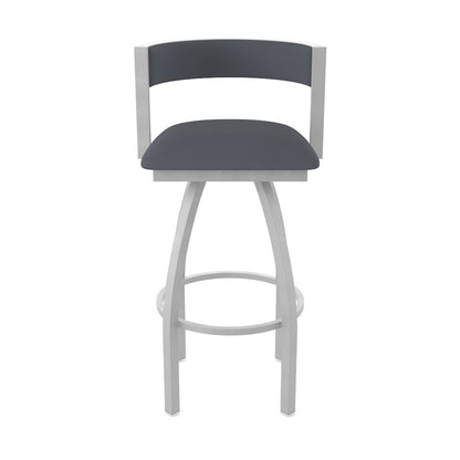 Swivel Bar Stool with Anodized Nickel Finish and Canter Storm Seat and Back