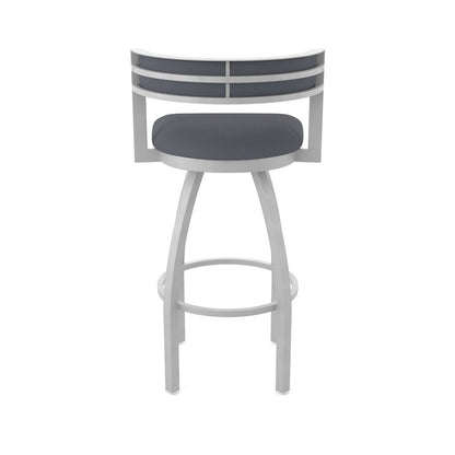 Swivel Bar Stool with Anodized Nickel Finish and Canter Storm Seat and Back