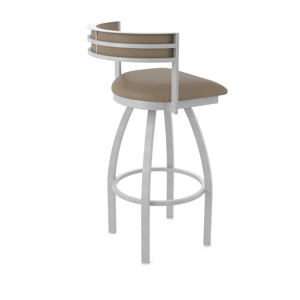 Swivel Bar Stool with Anodized Nickel Finish and Canter Earth Seat and Back
