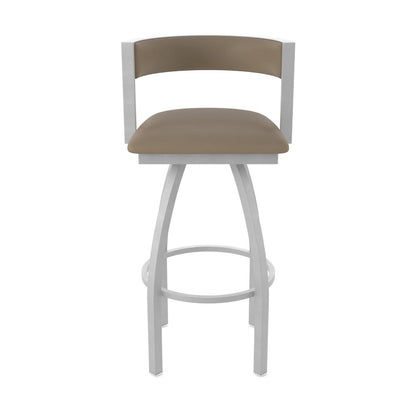 Swivel Bar Stool with Anodized Nickel Finish and Canter Earth Seat and Back