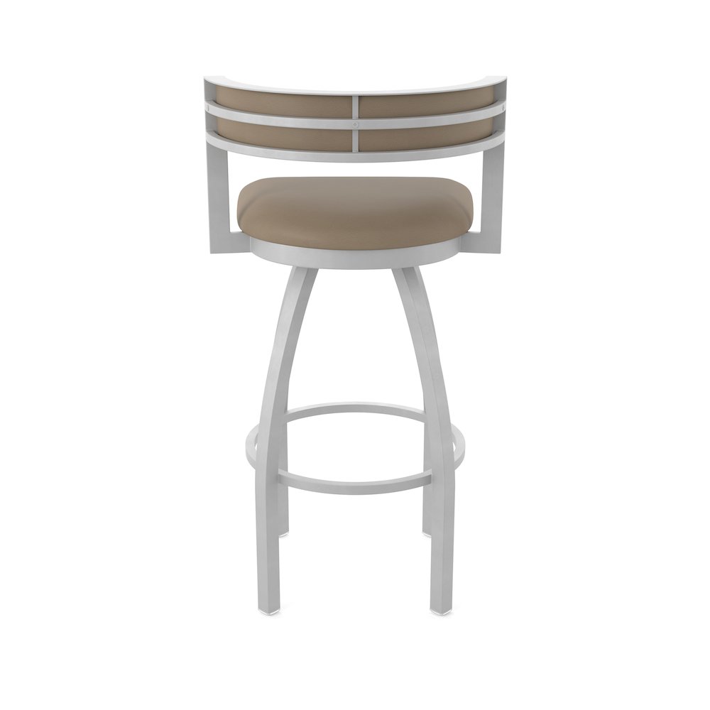 Swivel Bar Stool with Anodized Nickel Finish and Canter Earth Seat and Back