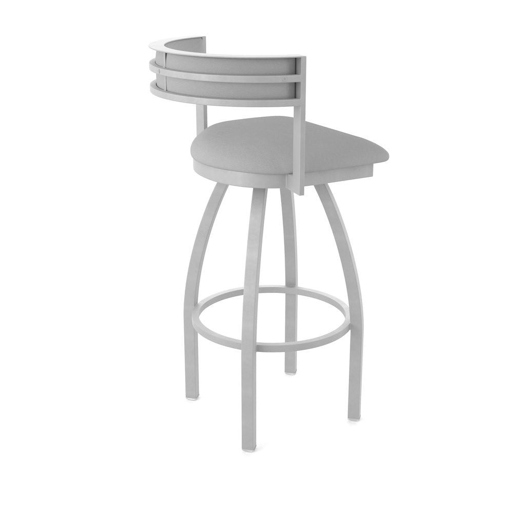 Swivel Bar Stool with Anodized Nickel Finish and Canter Folkstone Grey Seat