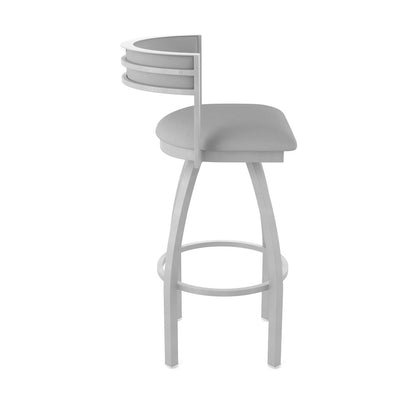 Swivel Bar Stool with Anodized Nickel Finish and Canter Folkstone Grey Seat
