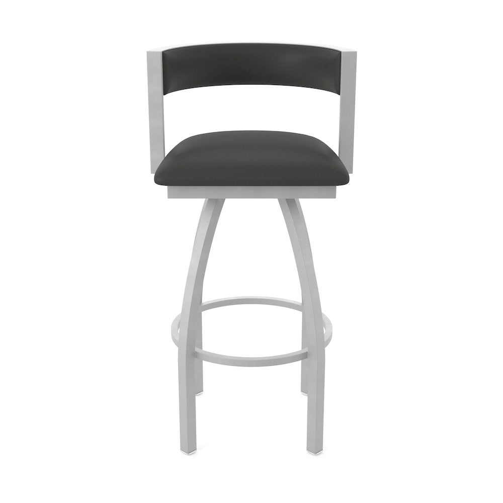Swivel Bar Stool with Anodized Nickel Finish and Canter Iron Seat and Back