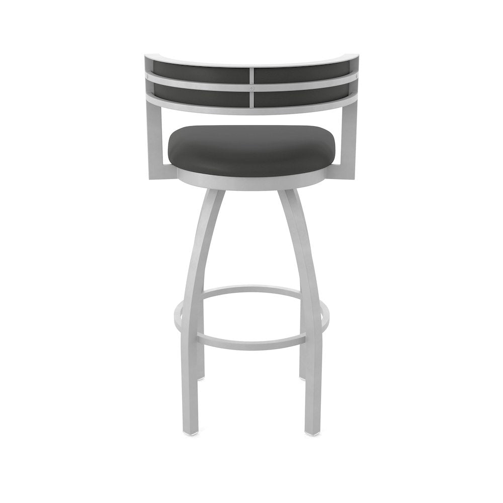 Swivel Bar Stool with Anodized Nickel Finish and Canter Iron Seat and Back