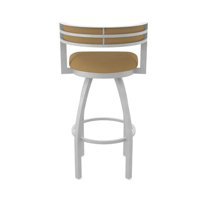 Swivel Bar Stool with Anodized Nickel Finish and Canter Saddle Seat and Back