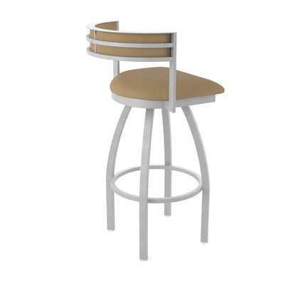 Swivel Bar Stool with Anodized Nickel Finish and Canter Sand Seat and Back