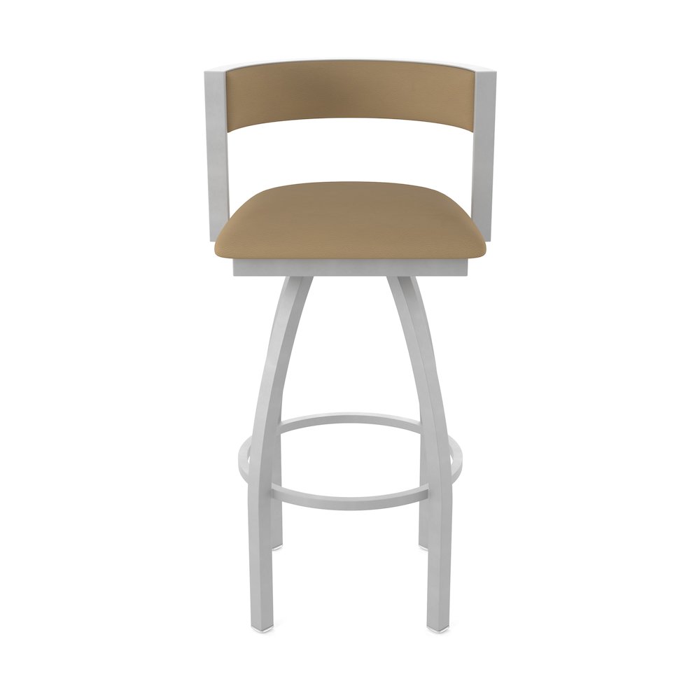 Swivel Bar Stool with Anodized Nickel Finish and Canter Sand Seat and Back