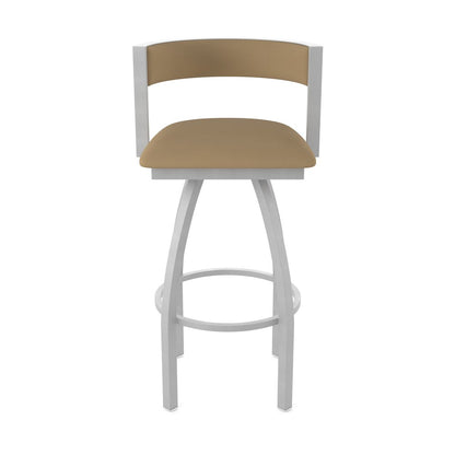 Swivel Bar Stool with Anodized Nickel Finish and Canter Sand Seat and Back