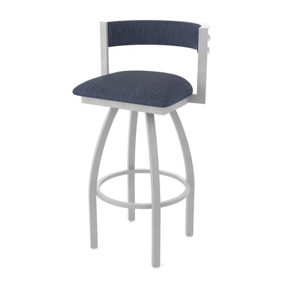 Swivel Bar Stool with Anodized Nickel Finish and Graph Anchor Seat and Back