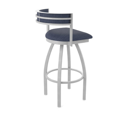 Swivel Bar Stool with Anodized Nickel Finish and Graph Anchor Seat and Back