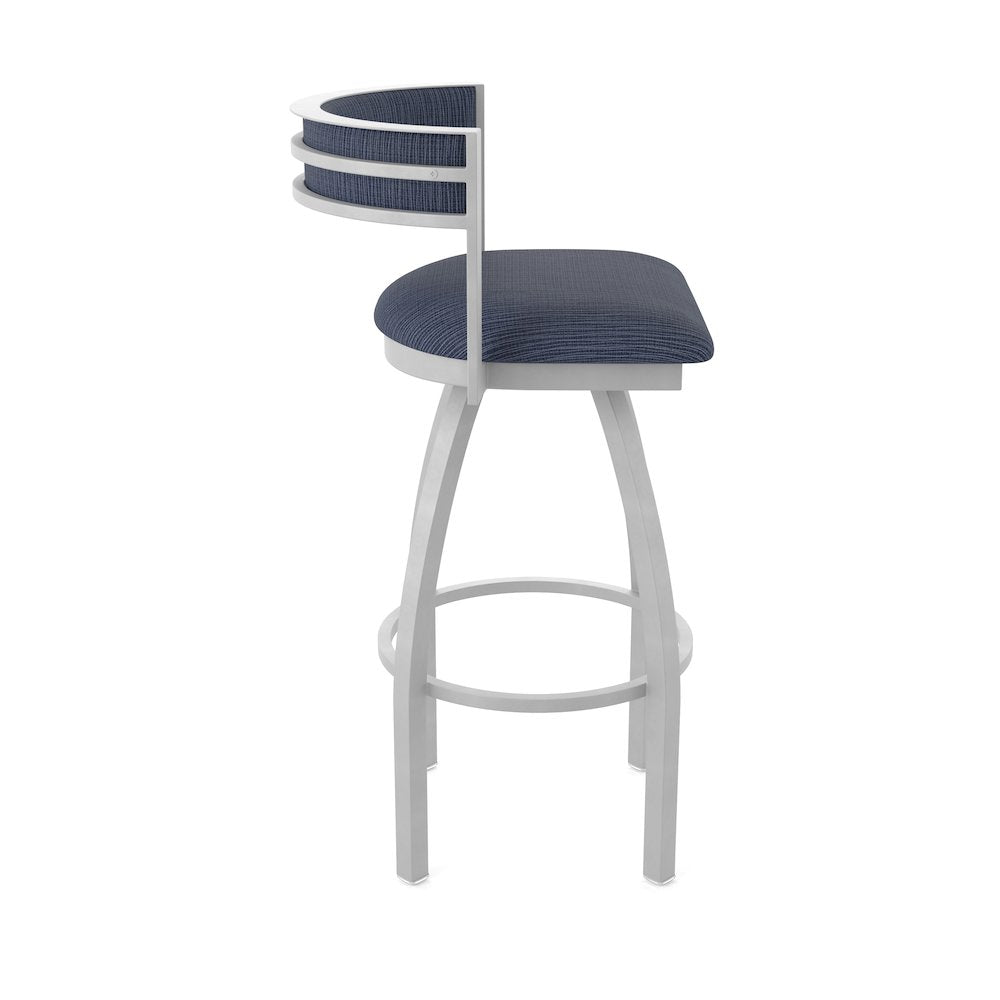 Swivel Bar Stool with Anodized Nickel Finish and Graph Anchor Seat and Back