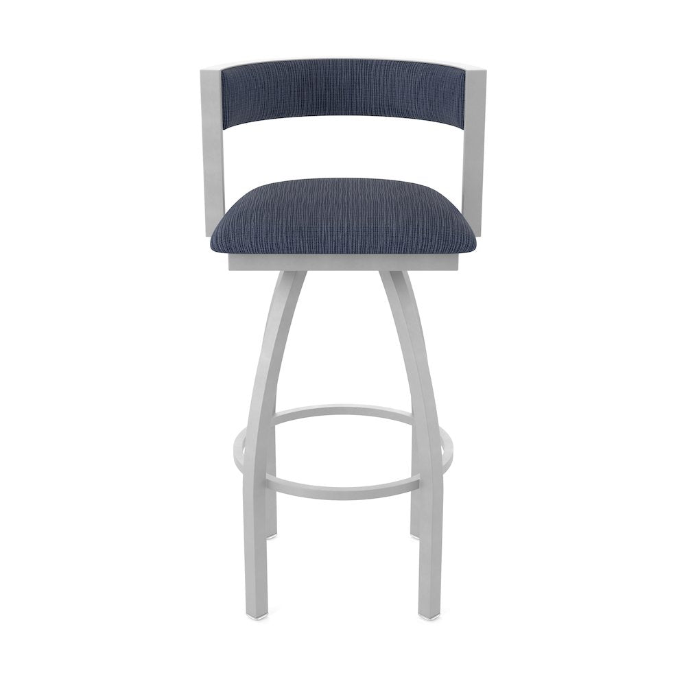 Swivel Bar Stool with Anodized Nickel Finish and Graph Anchor Seat and Back