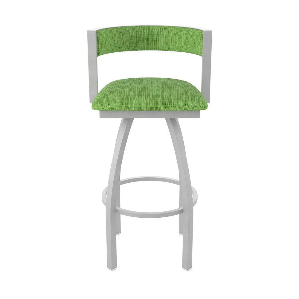 Swivel Bar Stool with Anodized Nickel Finish and Graph Parrot Seat and Back