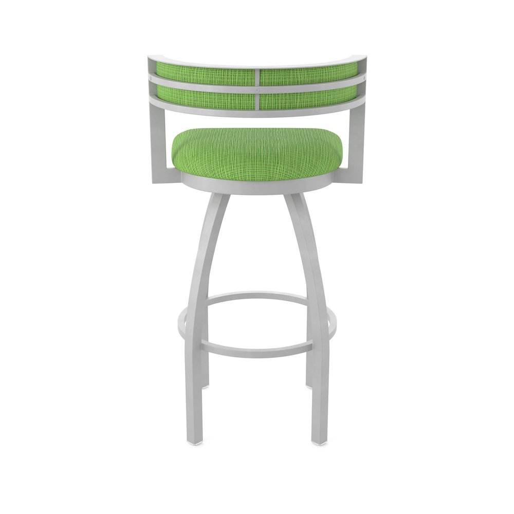 Swivel Bar Stool with Anodized Nickel Finish and Graph Parrot Seat and Back