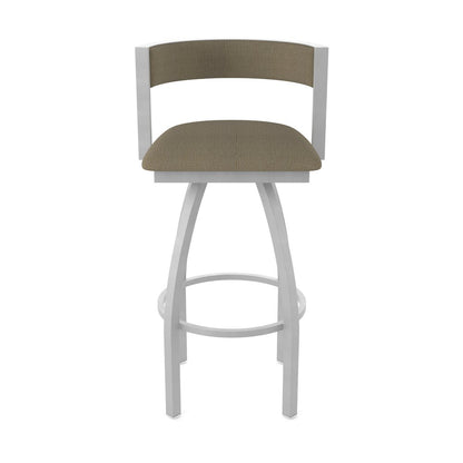 Swivel Bar Stool with Anodized Nickel Finish and Graph Cork Seat and Back