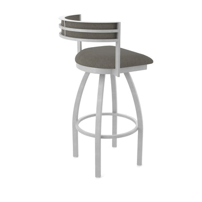 Swivel Bar Stool with Anodized Nickel Finish and Graph Chalice Seat and Back