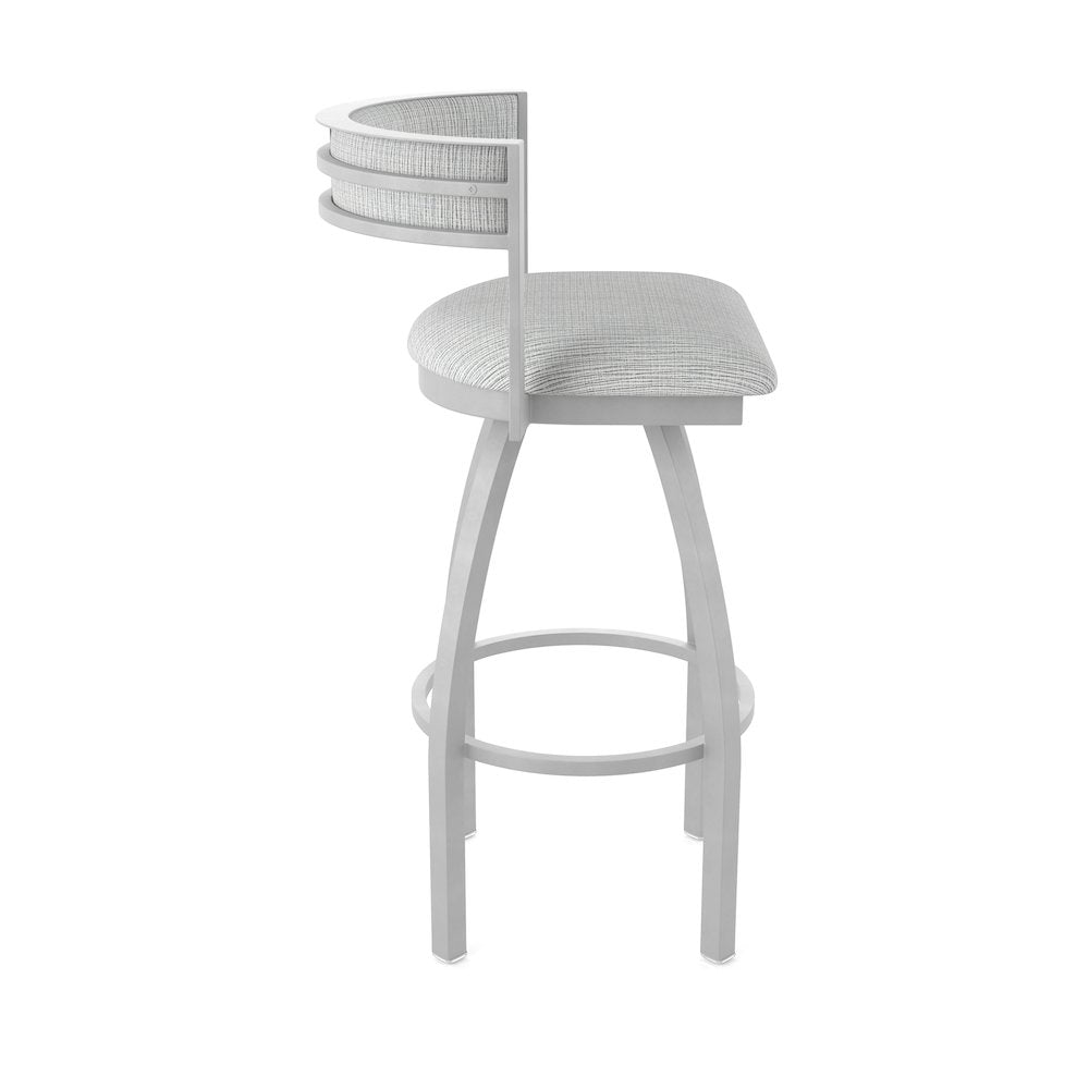 Swivel Bar Stool with Anodized Nickel Finish and Graph Alpine Seat and Back