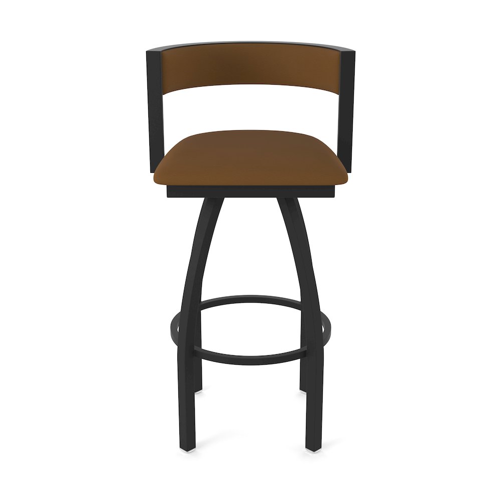 Swivel Bar Stool with Black Wrinkle Finish and Canter Thatch Seat and Back