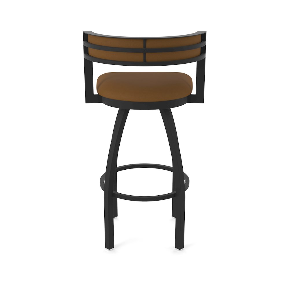 Swivel Bar Stool with Black Wrinkle Finish and Canter Thatch Seat and Back