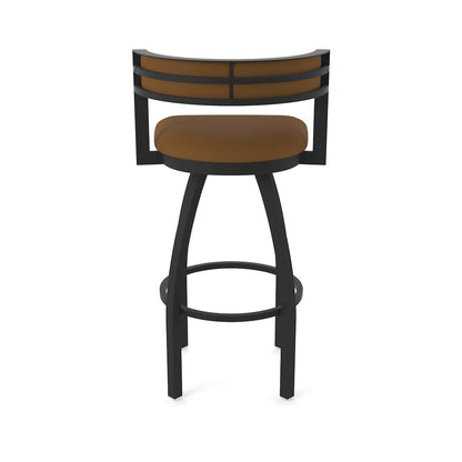 Swivel Bar Stool with Black Wrinkle Finish and Canter Thatch Seat and Back