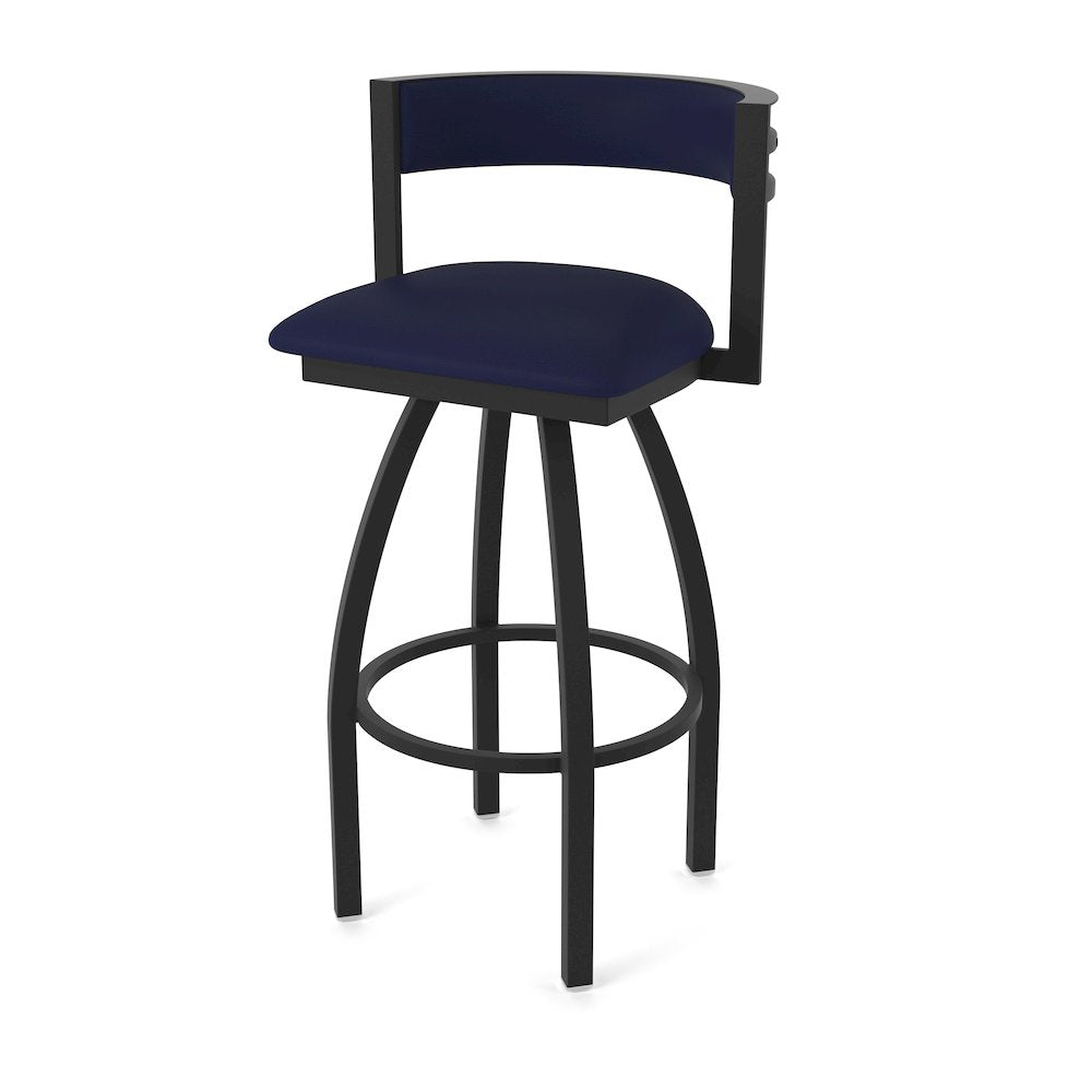 Swivel Bar Stool with Black Wrinkle Finish and Canter Twilight Seat and Back
