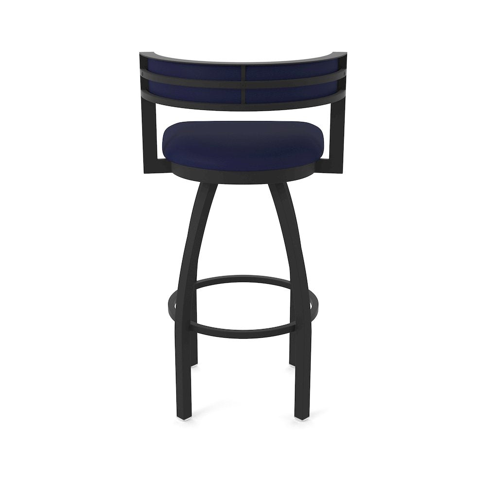 Swivel Bar Stool with Black Wrinkle Finish and Canter Twilight Seat and Back