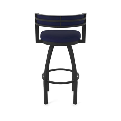 Swivel Bar Stool with Black Wrinkle Finish and Canter Twilight Seat and Back