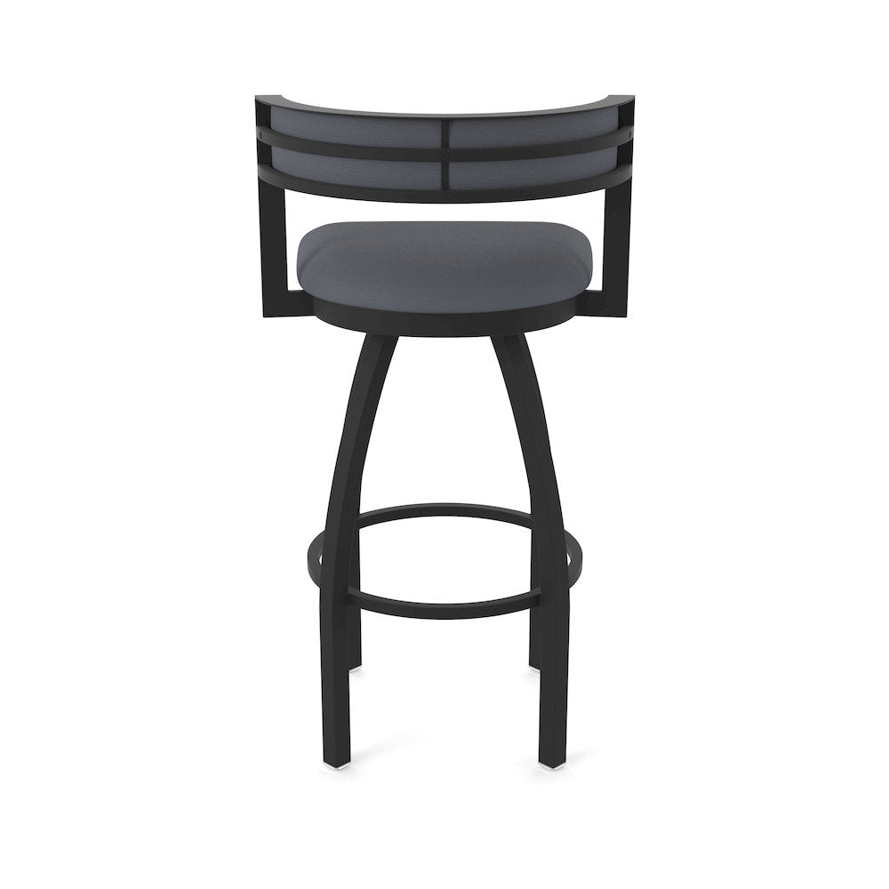 Swivel Bar Stool with Black Wrinkle Finish and Canter Storm Seat and Back