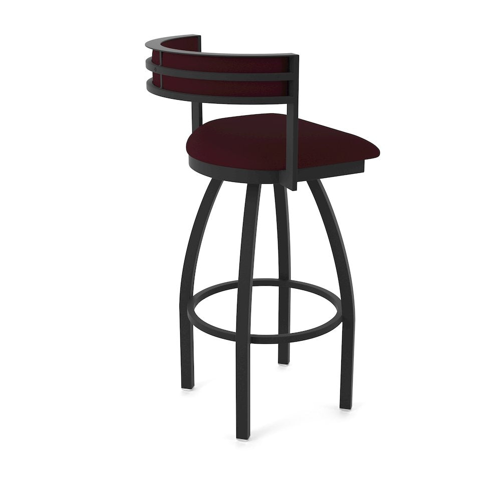 Swivel Bar Stool with Black Wrinkle Finish and Canter Bordeaux Seat and Back