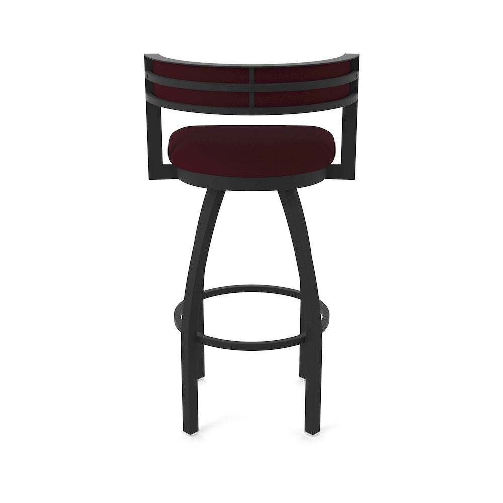 Swivel Bar Stool with Black Wrinkle Finish and Canter Bordeaux Seat and Back