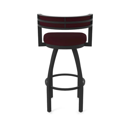 Swivel Bar Stool with Black Wrinkle Finish and Canter Bordeaux Seat and Back