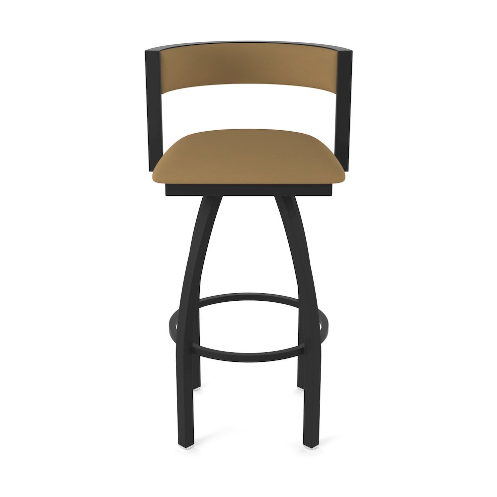 Swivel Bar Stool with Black Wrinkle Finish and Canter Saddle Seat and Back