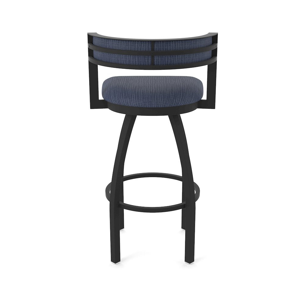 Swivel Bar Stool with Black Wrinkle Finish and Graph Anchor Seat and Back