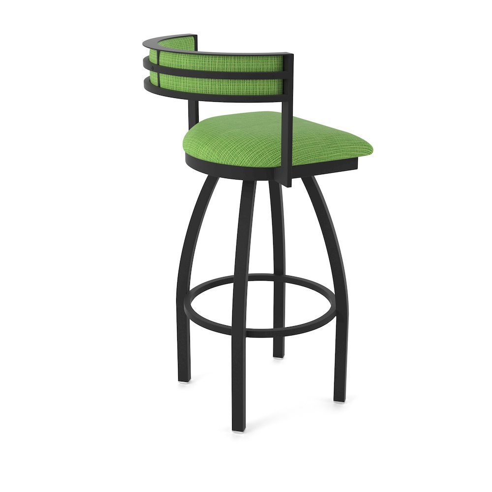 Swivel Bar Stool with Black Wrinkle Finish and Graph Parrot Seat and Back