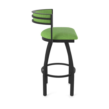Swivel Bar Stool with Black Wrinkle Finish and Graph Parrot Seat and Back