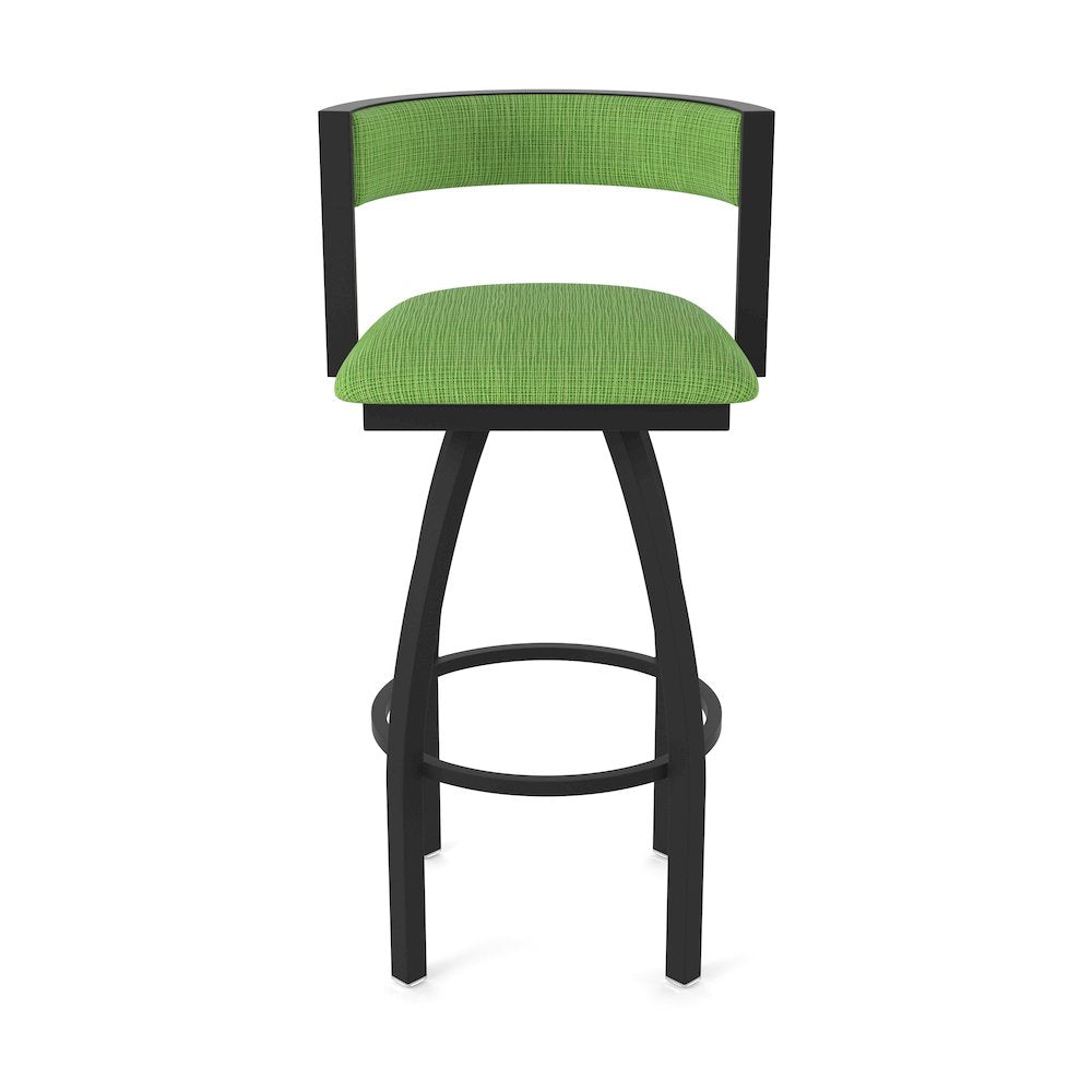 Swivel Bar Stool with Black Wrinkle Finish and Graph Parrot Seat and Back