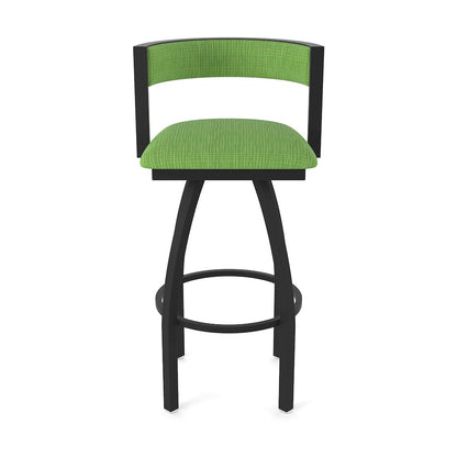 Swivel Bar Stool with Black Wrinkle Finish and Graph Parrot Seat and Back