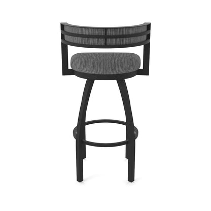 Swivel Bar Stool with Black Wrinkle Finish and Graph Coal Seat and Back