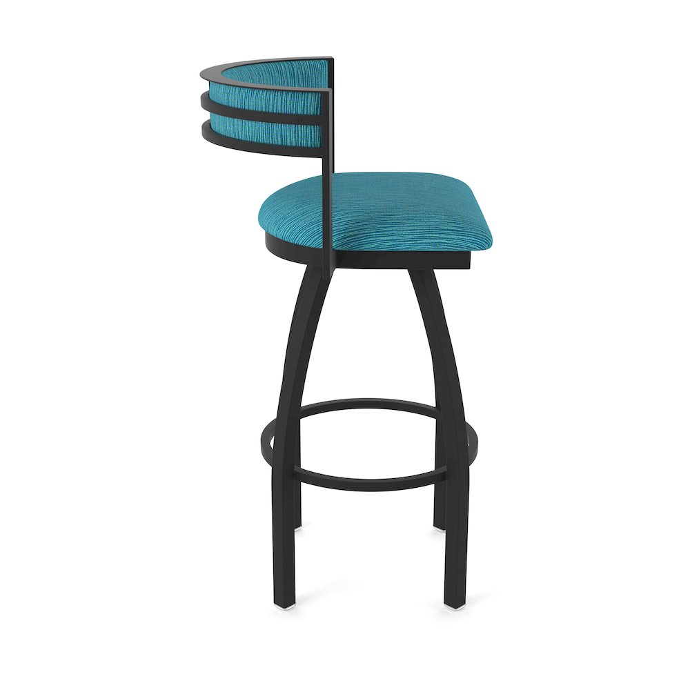 Swivel Bar Stool with Black Wrinkle Finish and Graph Tidal Seat and Back