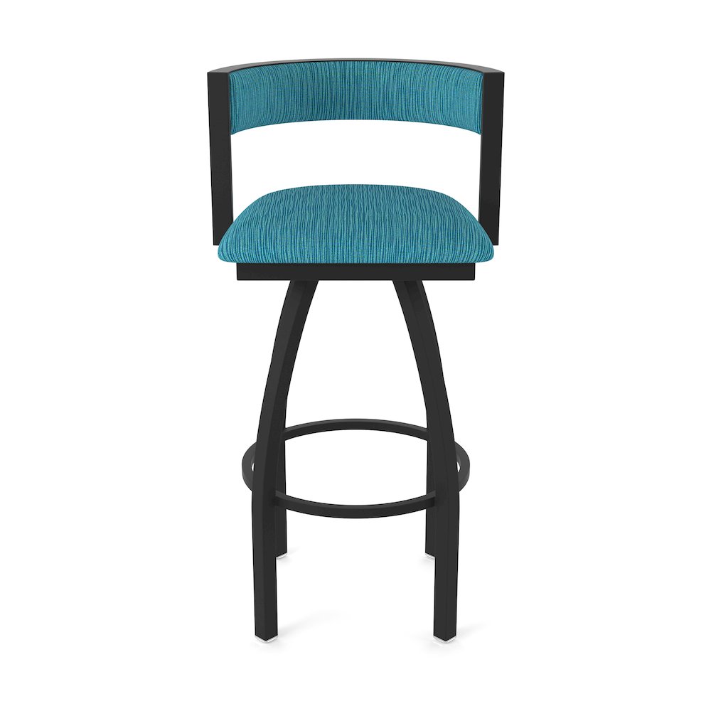 Swivel Bar Stool with Black Wrinkle Finish and Graph Tidal Seat and Back